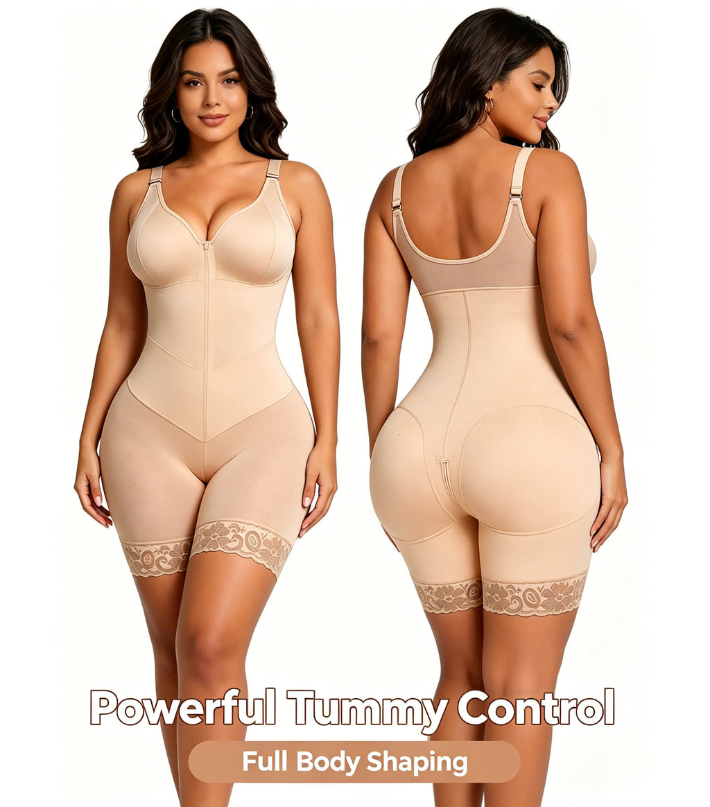 Breathable Mesh Shapewear Bodysuit - Front View