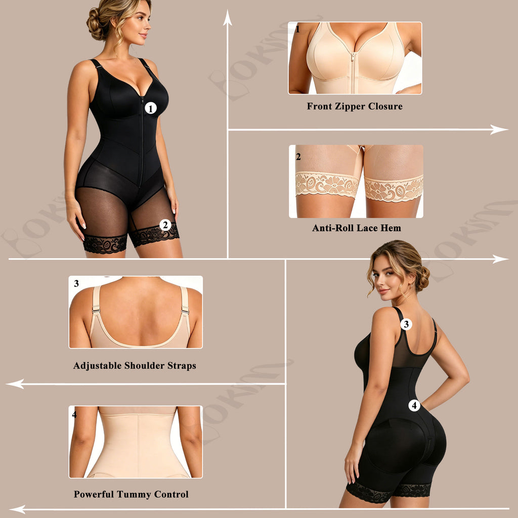 Breathable Mesh Shapewear Bodysuit - Back View