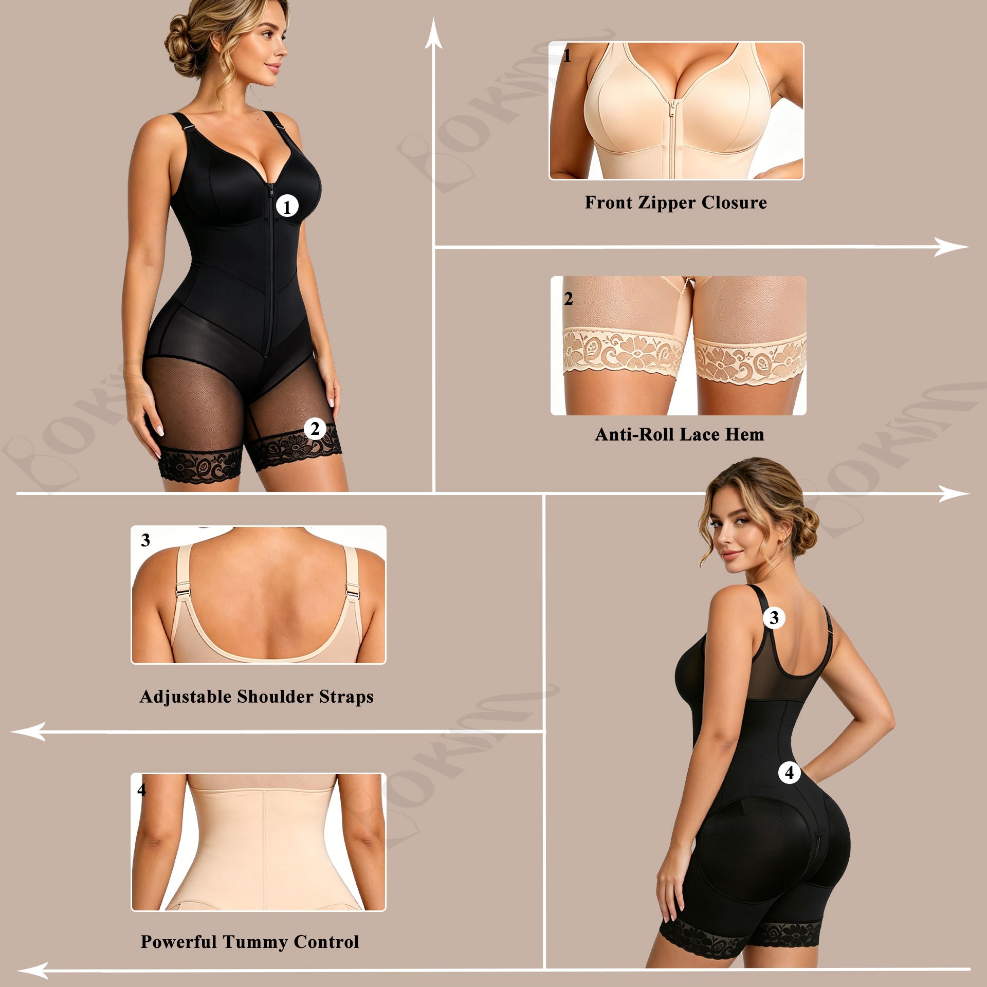 Breathable Mesh Shapewear Bodysuit - Back View